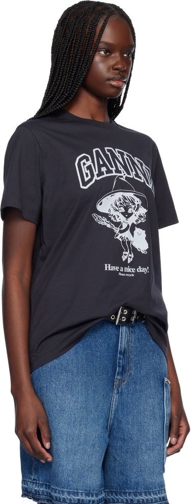 T-paita GANNI GANNI Witch Relaxed T-Shirt Musta | T4138, 1