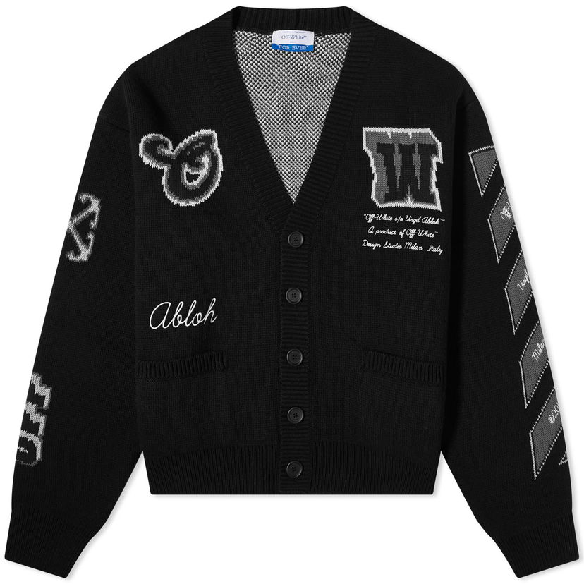 Villapaita Off-White Varsity Cardigan Musta | OMHB019C99KNI0011010