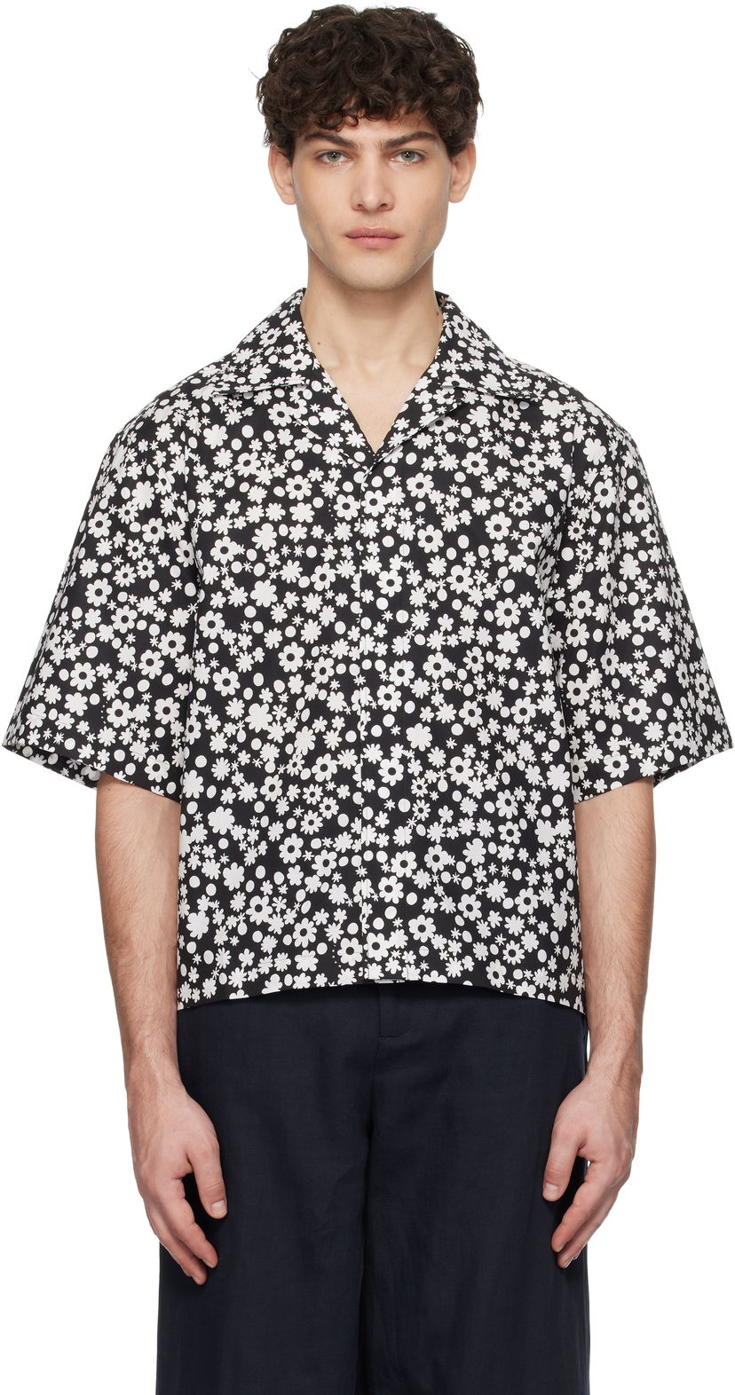 Paita Marni Marni Pop Fields Motif Shirt Musta | CUMU0330S2 UTC463