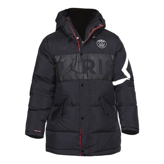Puffer takki Jordan Jordan Paris Saint-Germain Hooded Parka Musta | BQ8372-010