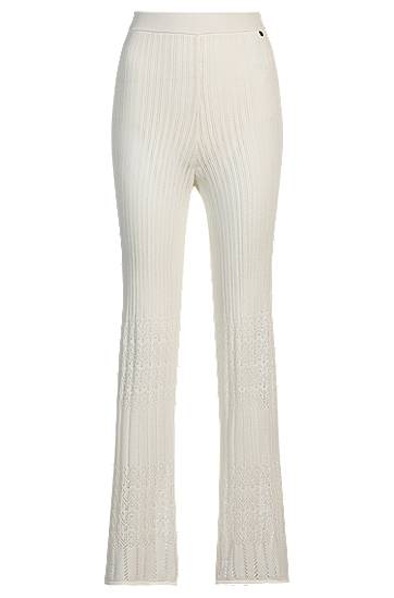 Housut BOSS Stretch Knitted Trousers with Mixed Structures Valkoinen | 50535496, 0