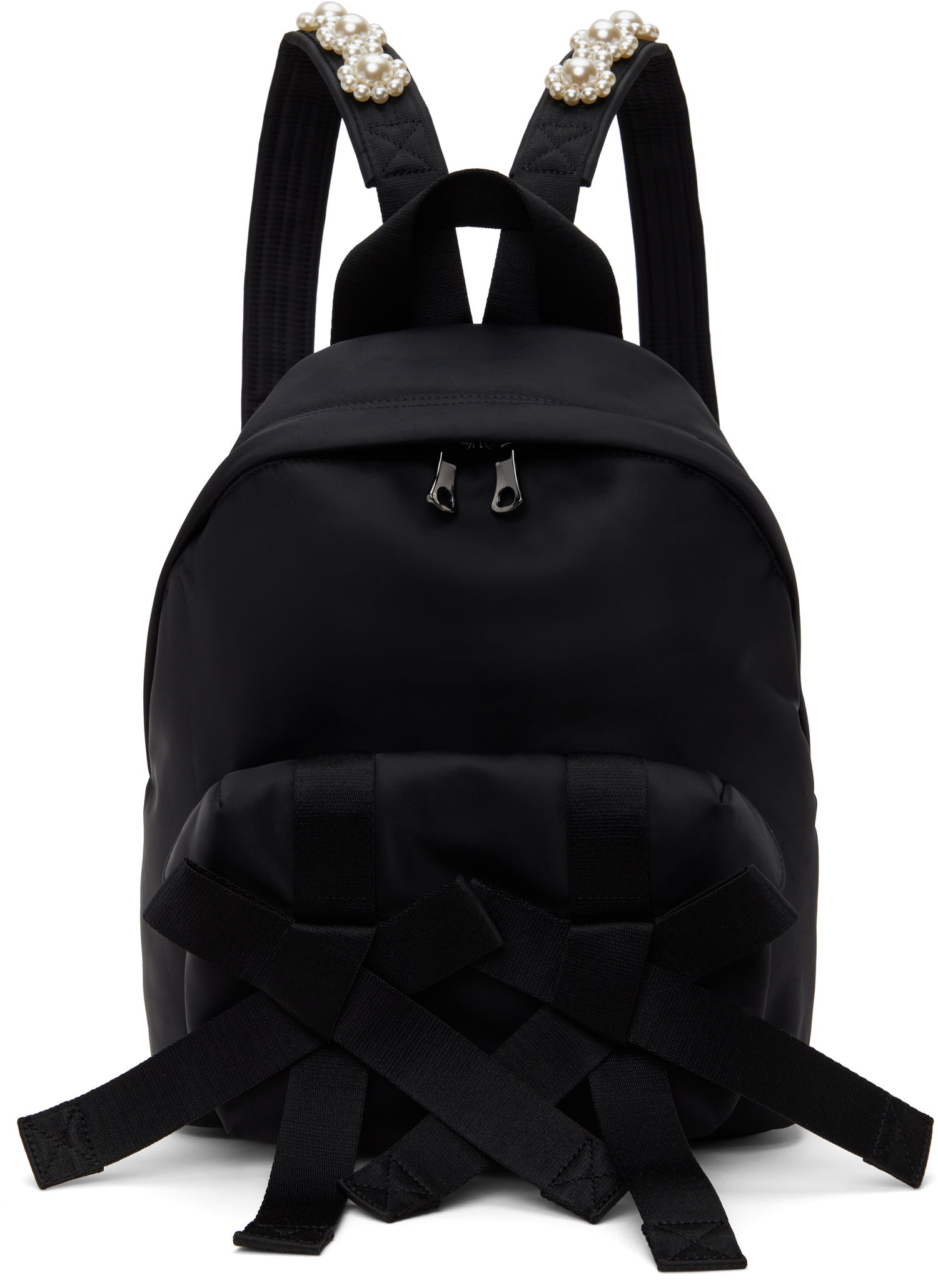 Reppu Simone Rocha Simone Rocha Beaded Utility Bow Backpack Musta | BAG179TB 0761, 0