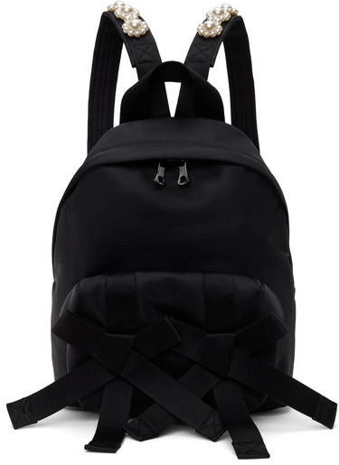 Reppu Simone Rocha Simone Rocha Beaded Utility Bow Backpack Musta | BAG179TB 0761, 0