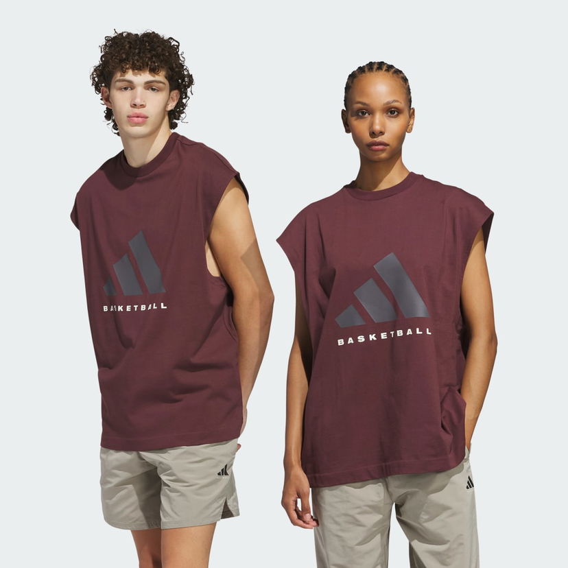 Tankkitoppi adidas Performance Basketball Sleeveless T-Shirt Burgundia | JD6133