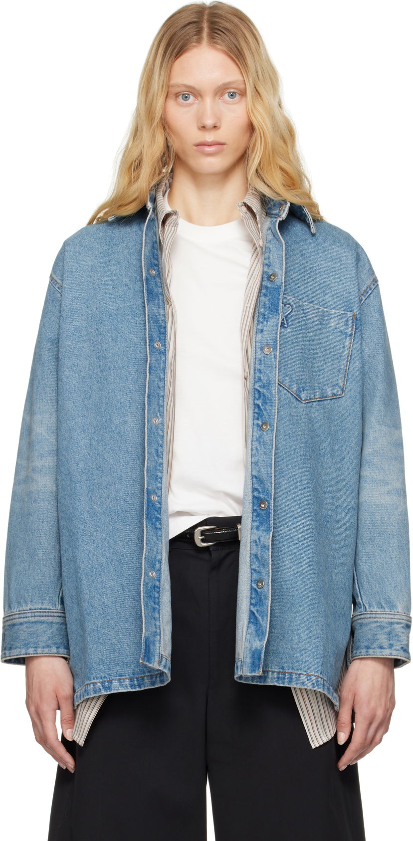Paita AMI AMI Paris Ami de Coeur Denim Overshirt Sininen | FJK273.DE0046