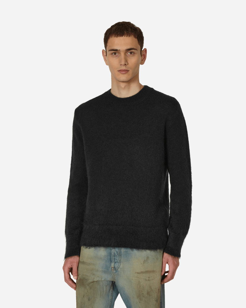 Villapaita Off-White Mohair Arrow Knit Crewneck Sweater Musta | OMHE170F23KNI001 1061