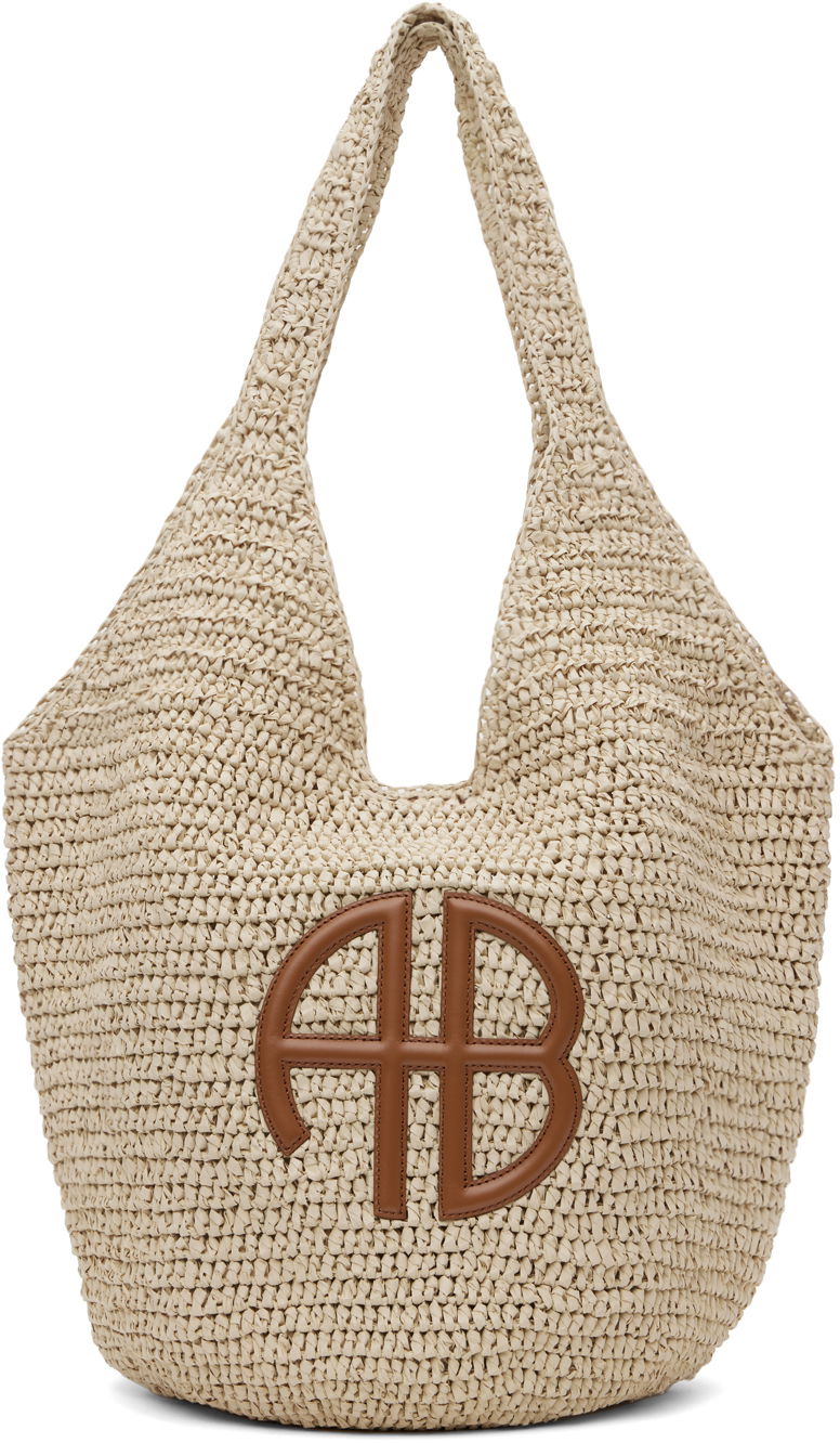 Kangaskassi Anine Bing Large Leah Crochet Tote Bag Beige | A-13-0221-NAT1