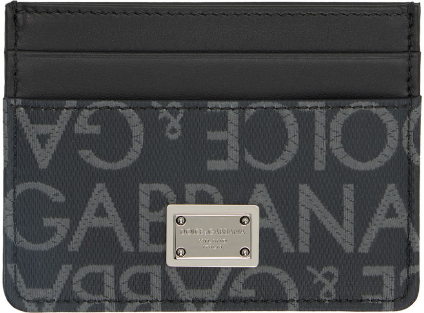 Lompakko Dolce & Gabbana Black Jacquard Card Holder Musta | BP0330AJ705