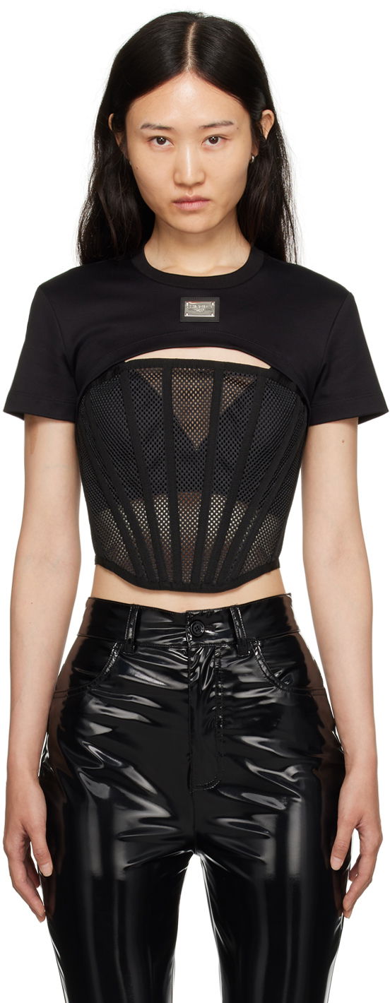 T-paita Dolce & Gabbana Black Cutout T-Shirt Musta | F8T27T G7G7K
