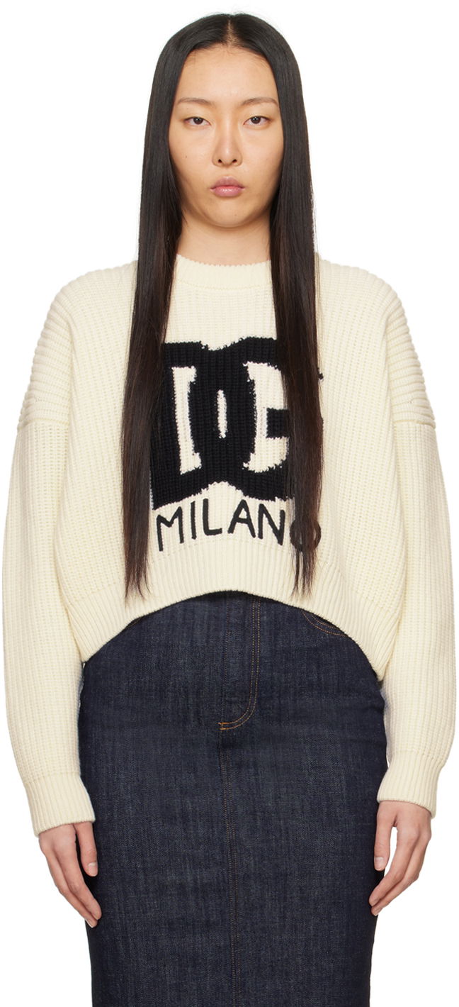 Villapaita Dolce & Gabbana Crewneck Sweater "Off-White" Beige | FXW02Z JCVC2