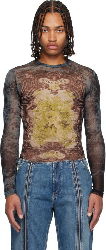 T-paitoja ja toppeja Jean Paul Gaultier The Blue Médaillon Printed Long Sleeve Mesh Top Monivärinen | 25/04-W-TO305-M006P-005740, 0