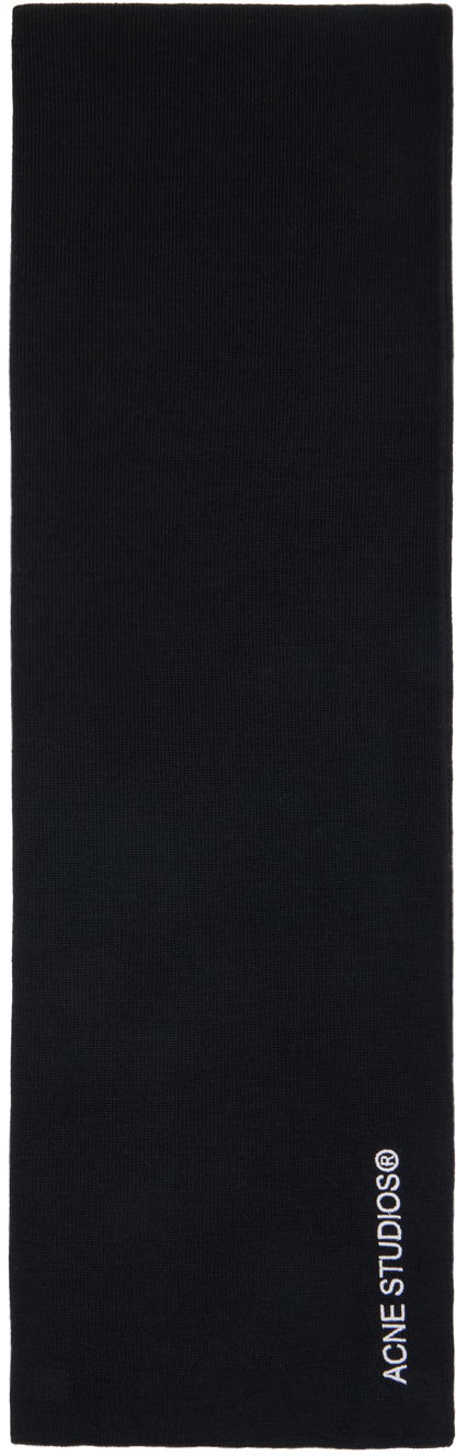 Huivi Acne Studios Logo Embroidered Scarf Musta | CA0299-