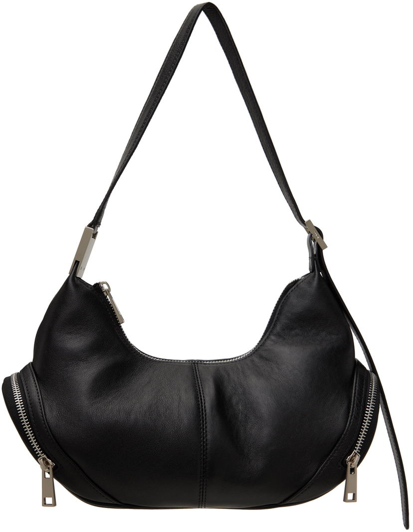 Olkalaukku OSOI Leather Shoulder Bag With Side Pockets Musta | 24FWB03013001