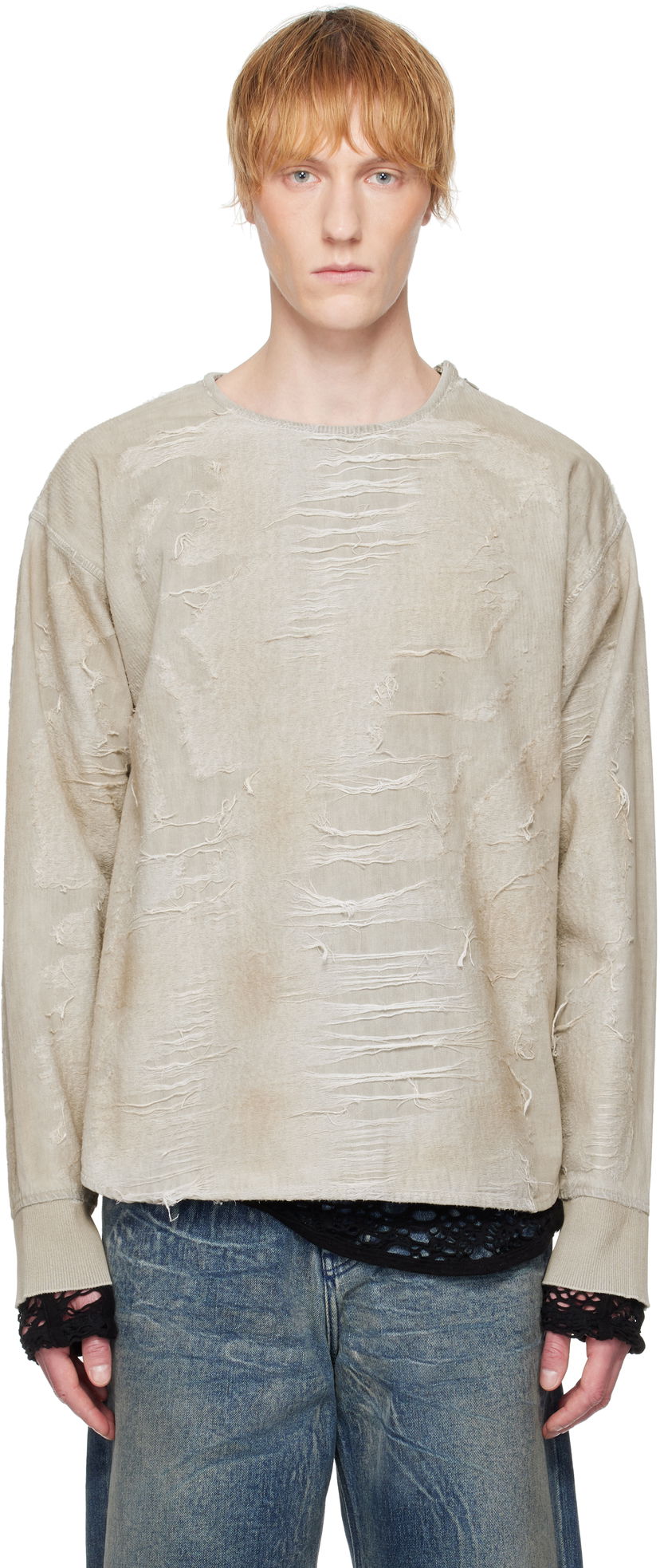 Villapaita Diesel Diesel D-Just-Fsg1 Distressed Sweatshirt Beige | A18195-007AU-9DU