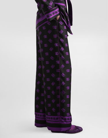 Housut Dolce & Gabbana Dolce & Gabbana Silk Vanity Pants with DG Logo Print Musta | FTAMPTHI1Z7HN9BP, 3