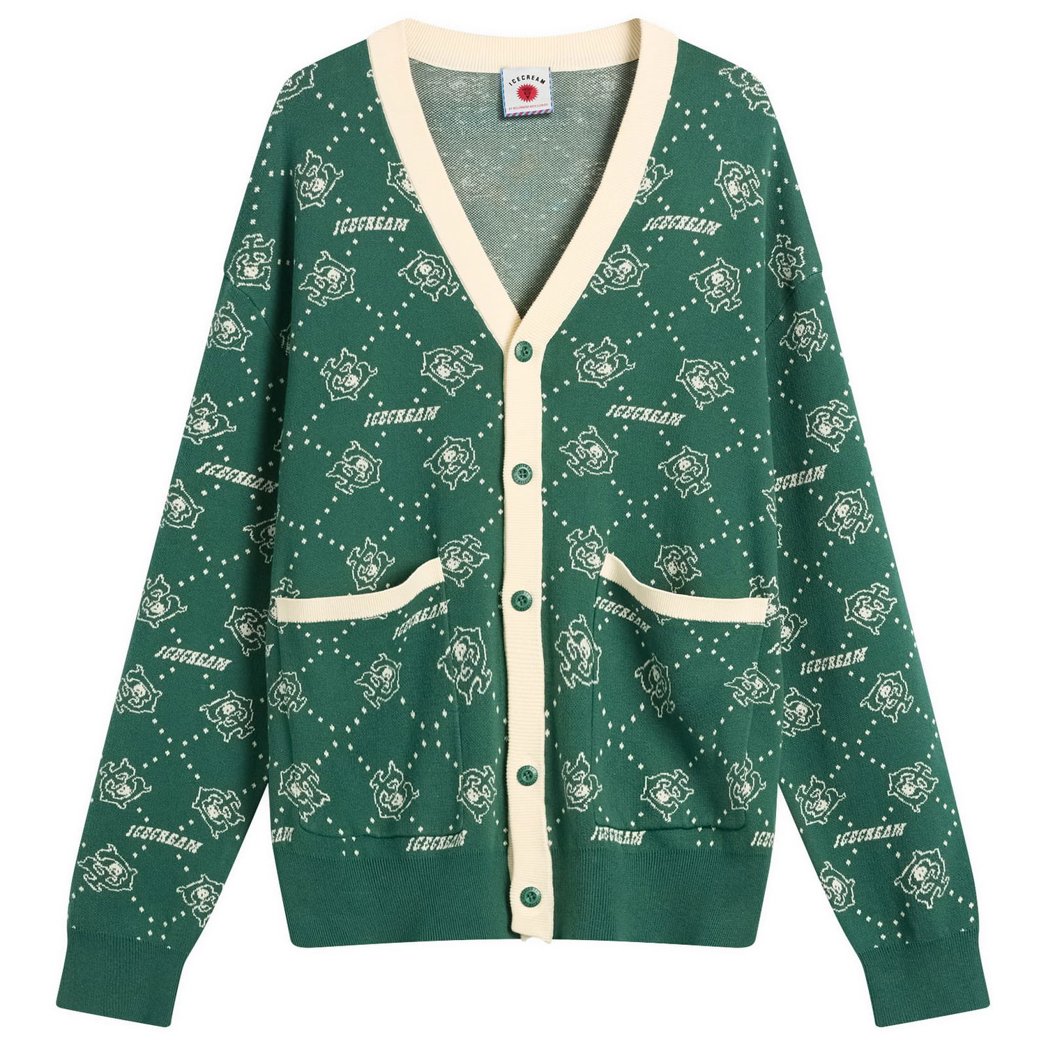 Villapaita BBC IceCream Monogram Knit Cardigan, Size Large Vihreä | IC25333-GRN, 1