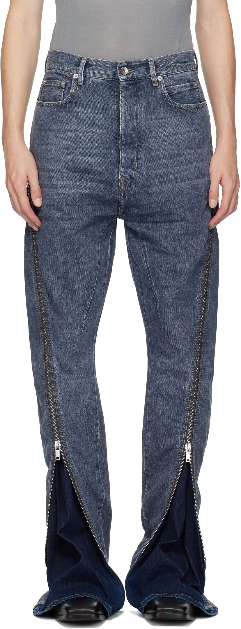 Jeans Rick Owens DRKSHDW Concordians Bolan Banana Zipped Denim Jeans Sininen | DU02E7363 DGY