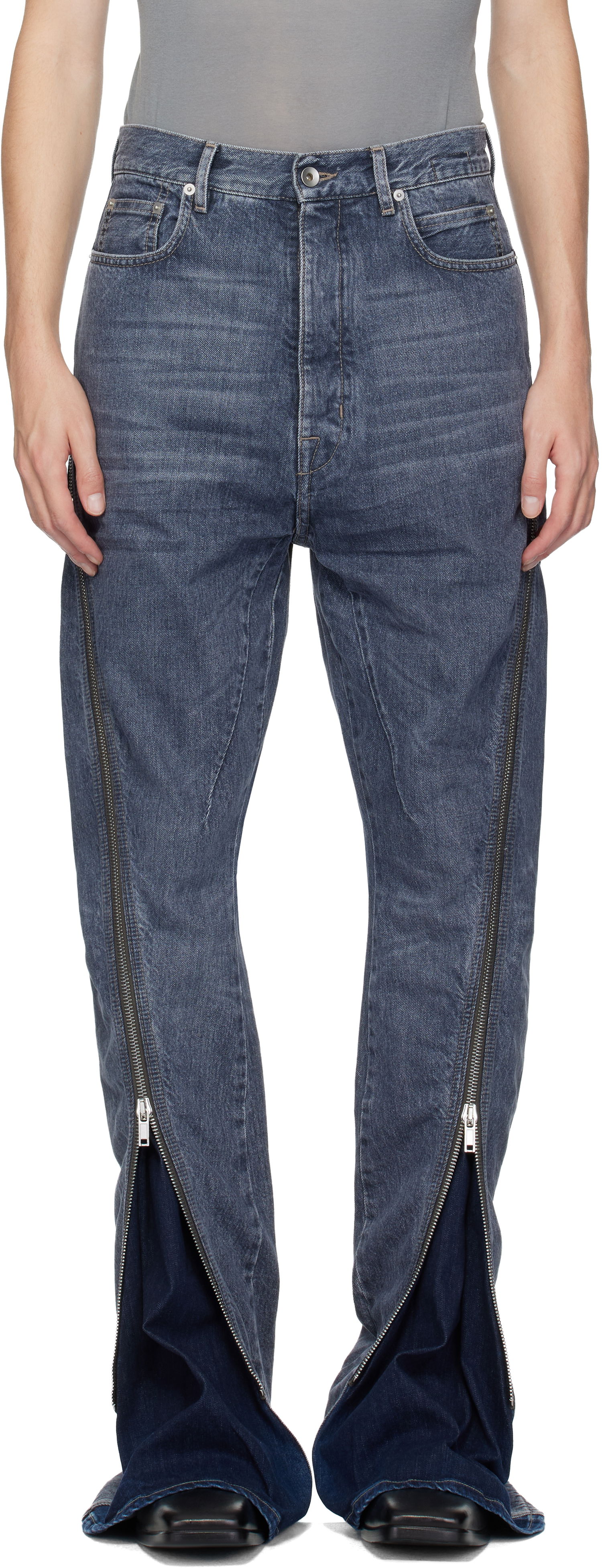 Jeans Rick Owens DRKSHDW Concordians Bolan Banana Zipped Denim Jeans Sininen | DU02E7363 DGY, 0
