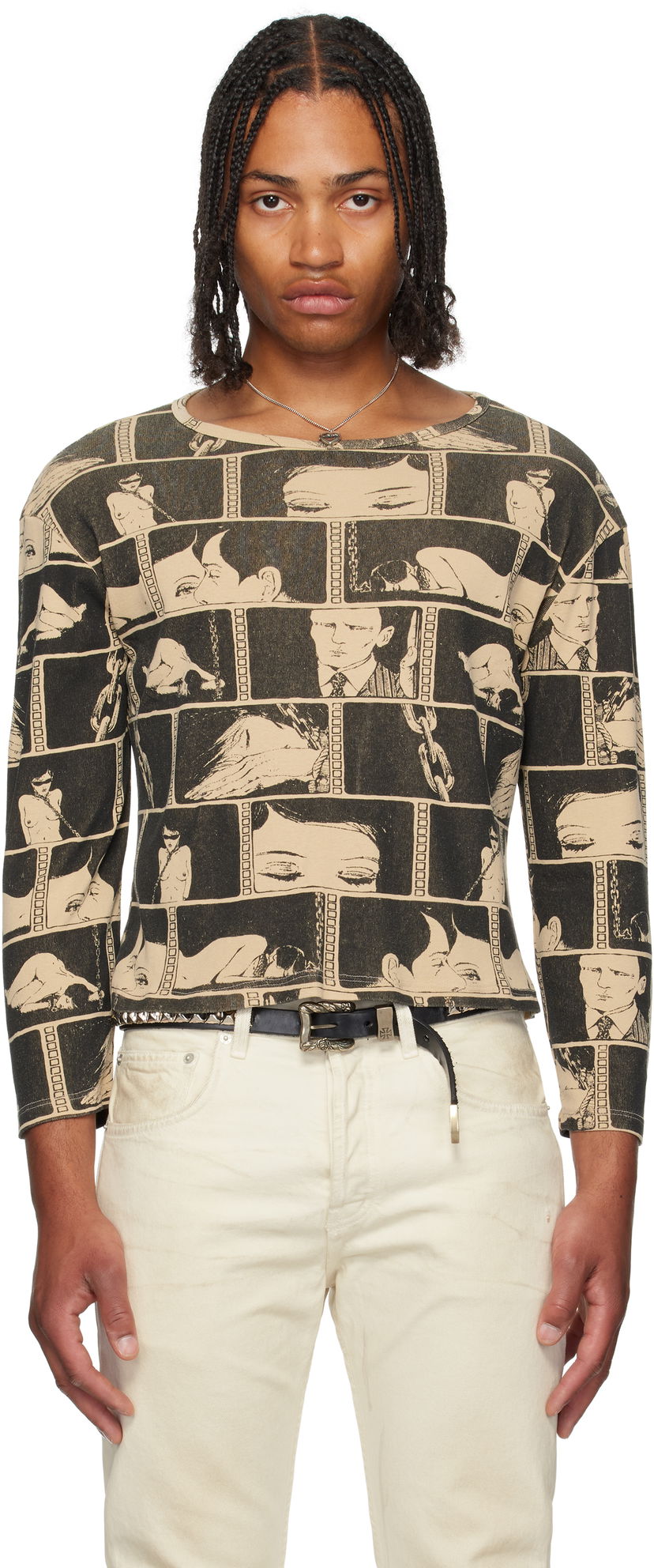 T-paita Enfants Riches Déprimés Enfants Riches Déprimés Diary Graphic Long Sleeve T-Shirt Beige | 010-847