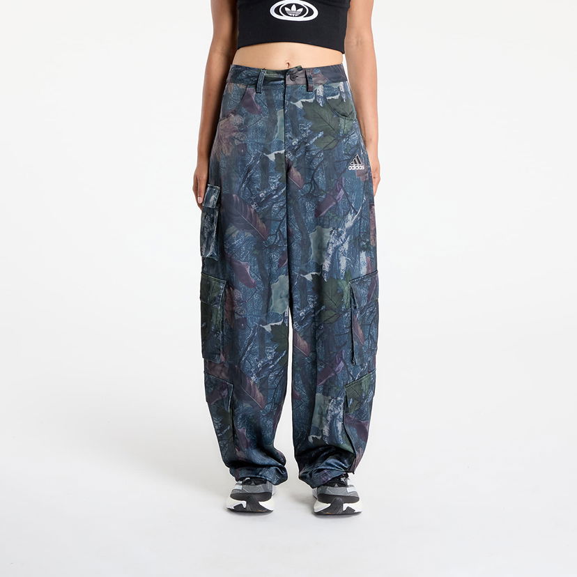 Cargo housut adidas Originals adidas Originals Leaf Camo Print Satin Cargo Joggers Sininen | KE3741
