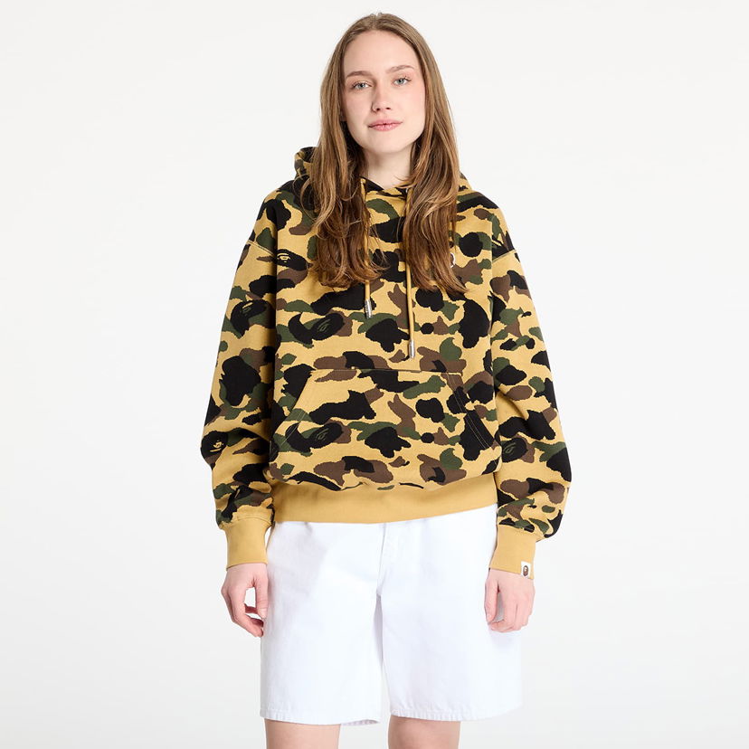 Huppari BAPE A BATHING APE 1st Camo Jacquard One Point Relaxed Fit Pullover Hoodie Keltainen | 001PPL301302MYEL