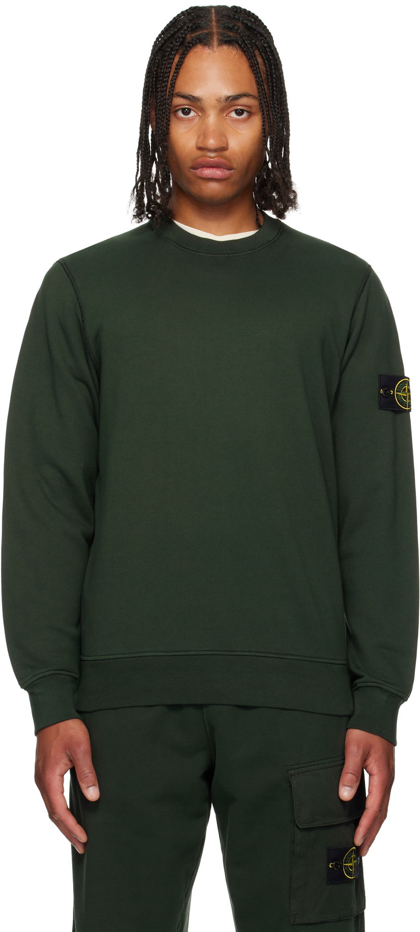 Huppari Stone Island Organic Cotton Fleece Sweatshirt Vihreä | K2S15 6100060 S0051