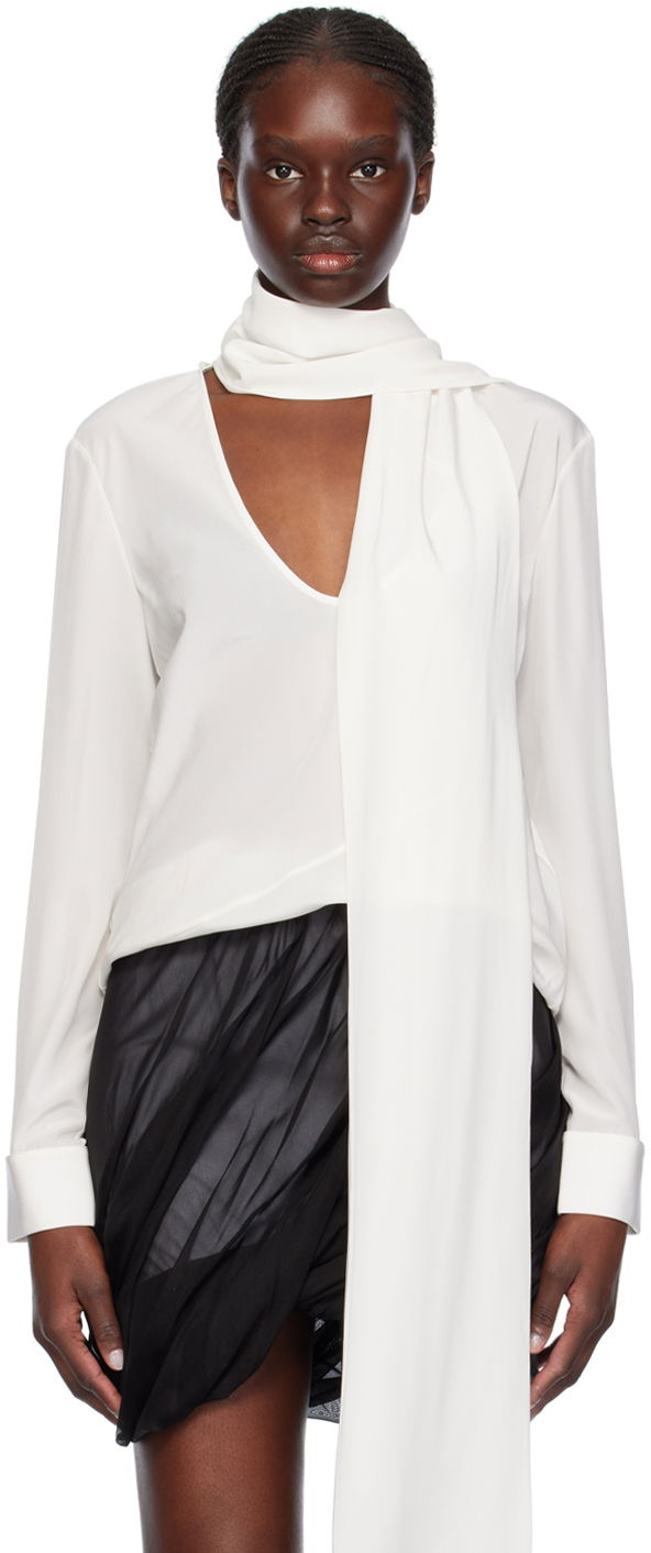 Paita Helmut Lang Helmut Lang Scarf Neck Blouse Valkoinen | O01HW522