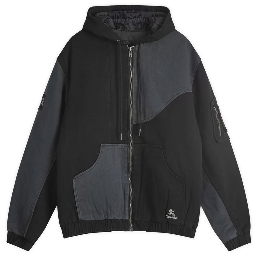 Bomber-takki Dime Denim Panel Hooded Bomber Jacket Musta | DIMEFA244CHA