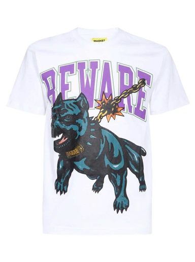 T-paita MARKET Beware Dog Washed Tee Valkoinen | 399001086-2