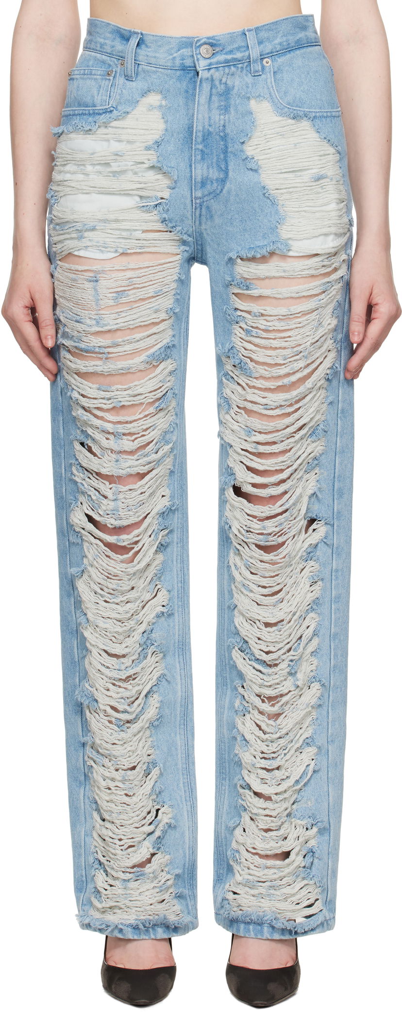 Jeans Maison Margiela MM6 Maison Margiela Shredded Straight Leg Jeans Sininen | S62LB0199 M30018