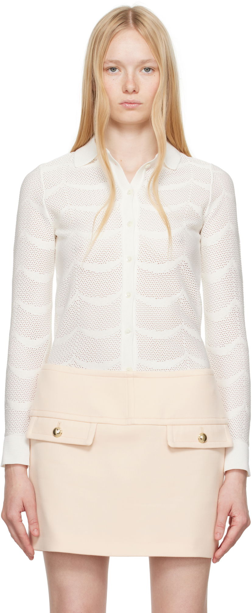 Villapaita Tom Ford TOM FORD Knitted Polo Shirt Valkoinen | CAK373-YAX844