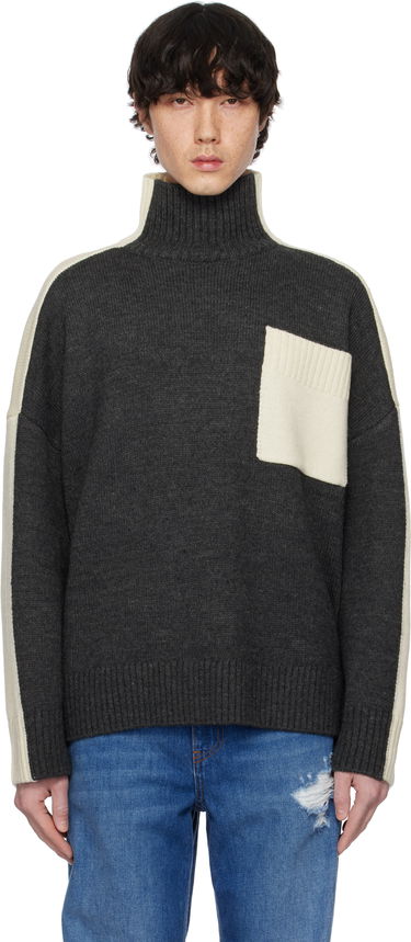 Villapaita JW Anderson JW Anderson Dual Tone Turtleneck with Patch Pocket Harmaa | KW1308-YN0367, 0