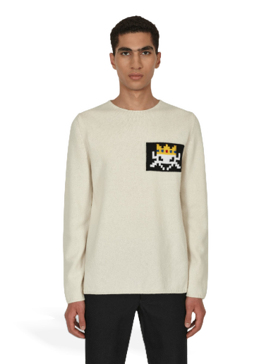 Villapaita Comme des Garçons Invader Knit Sweater Beige | FJ-N006-W22 3