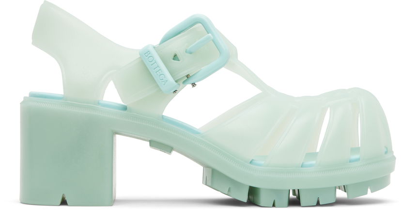 Kengänhoito Bottega Veneta Bottega Veneta Gertie Fisherman Heeled Sandals Vihreä | 827620 V2AS0