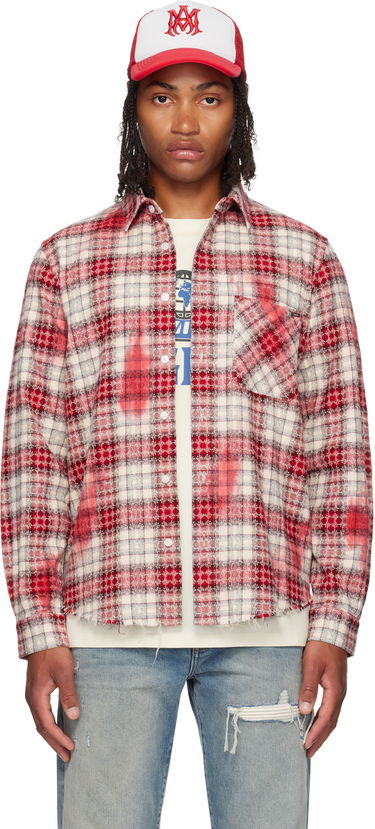 Paita AMIRI MA Quad Bleach Distressed Plaid Flannel Shirt Monivärinen | AMSTFL1014, 0
