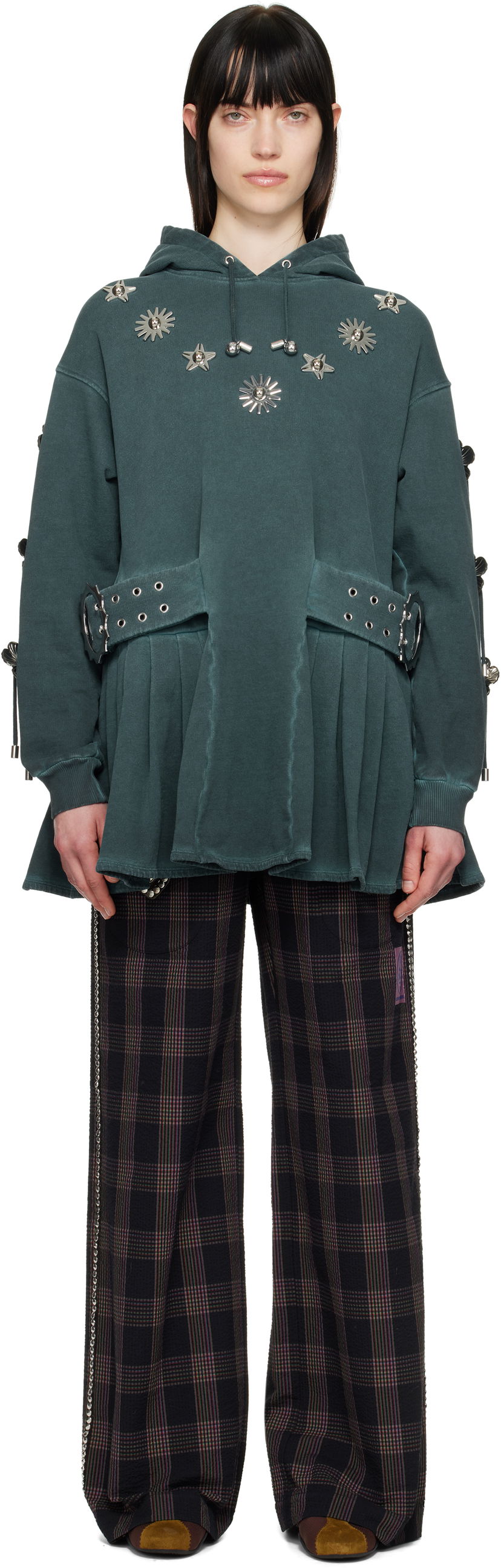 Huppari Chopova Lowena Chopova Lowena Dallas Embellished Hoodie Minidress Vihreä | 1297