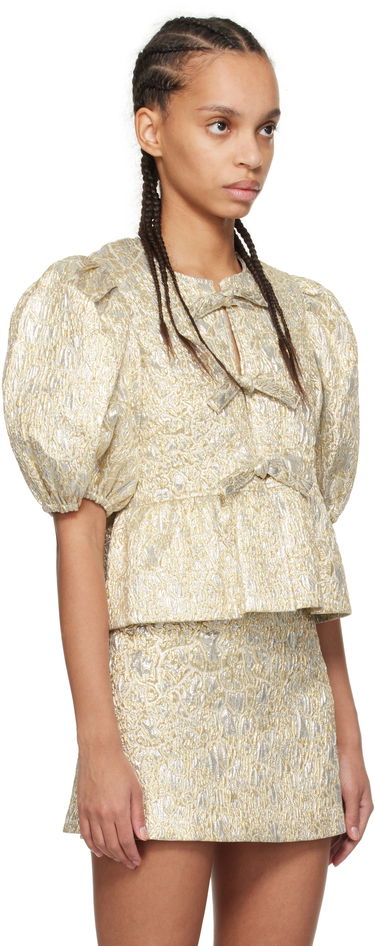 Hame GANNI GANNI Peplum Tie String Blouse Metallinen | W0329, 1