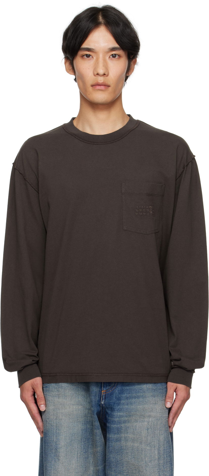 T-paita Maison Margiela MM6 Maison Margiela Long Sleeve T-Shirt Ruskea | SH0NH0016 M20050