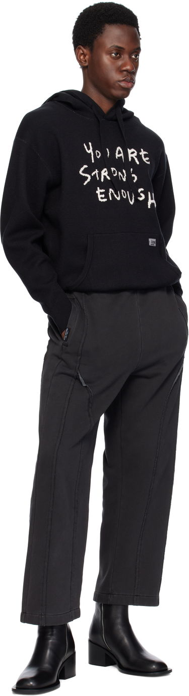 Huppari izzue Slogan Knit Hoodie Musta | IZXKNN4127W4NBKX, 3