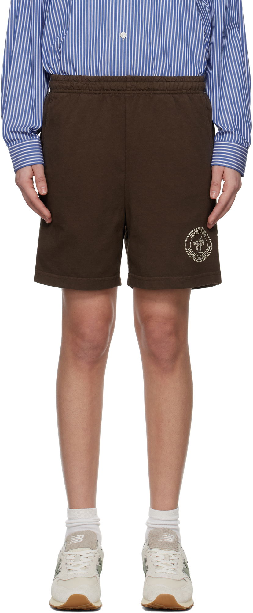 Shortsit Sporty & Rich Sporty & Rich 'Riding Club' Gym Shorts Ruskea | SH039612244BR03