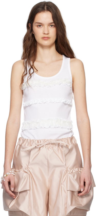 Tankkitoppi Simone Rocha Simone Rocha Ruffle Frill Tank Top Valkoinen | 5345 0553, 0