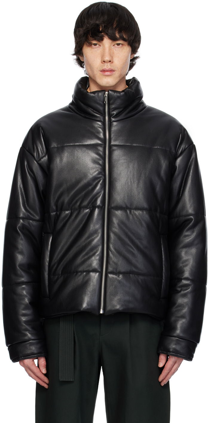 Takki Nanushka Marron Vegan Leather Jacket Musta | NM23FWOW00599