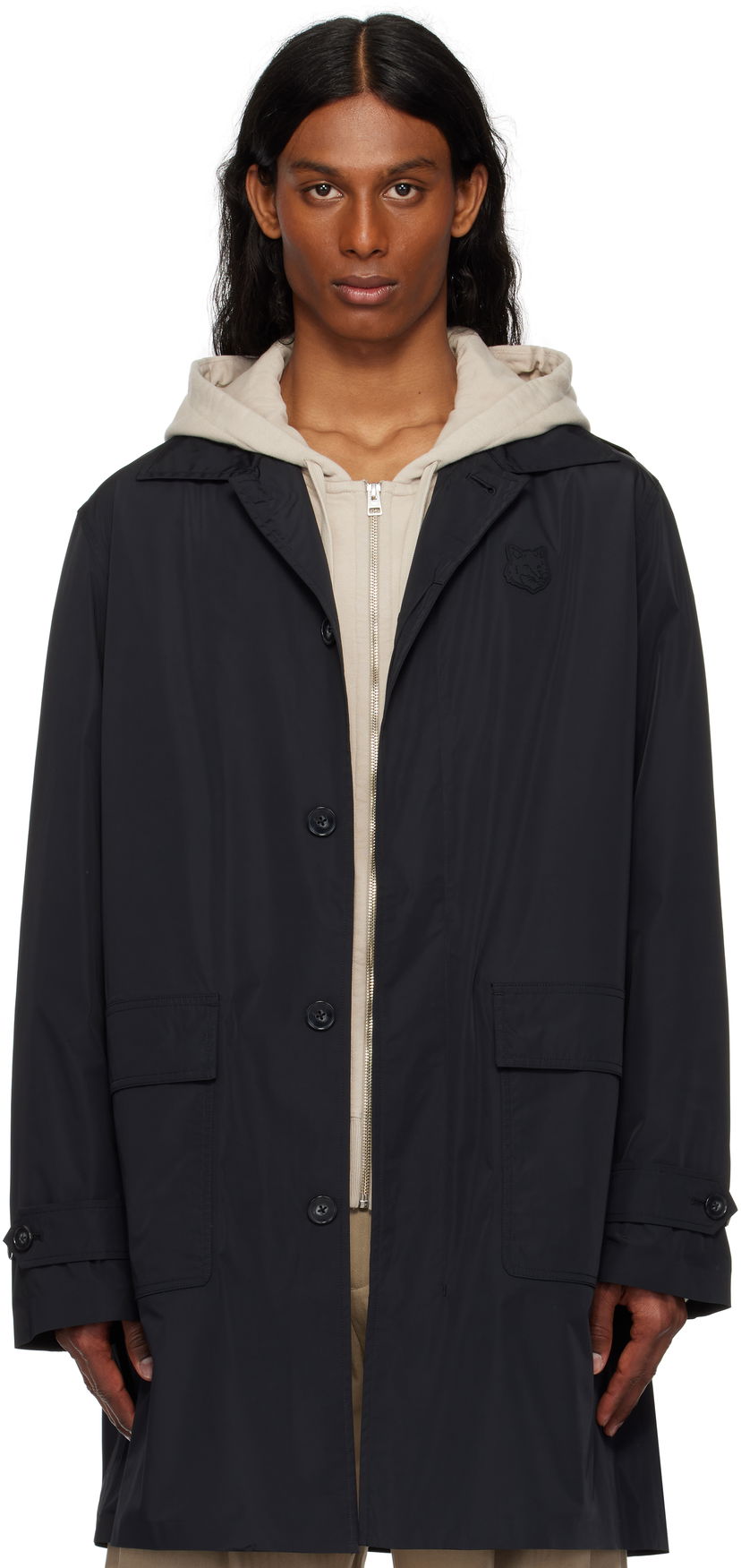 Takit MAISON KITSUNÉ Maison Kitsuné Light Mac Coat Musta | OM02212WQ4044