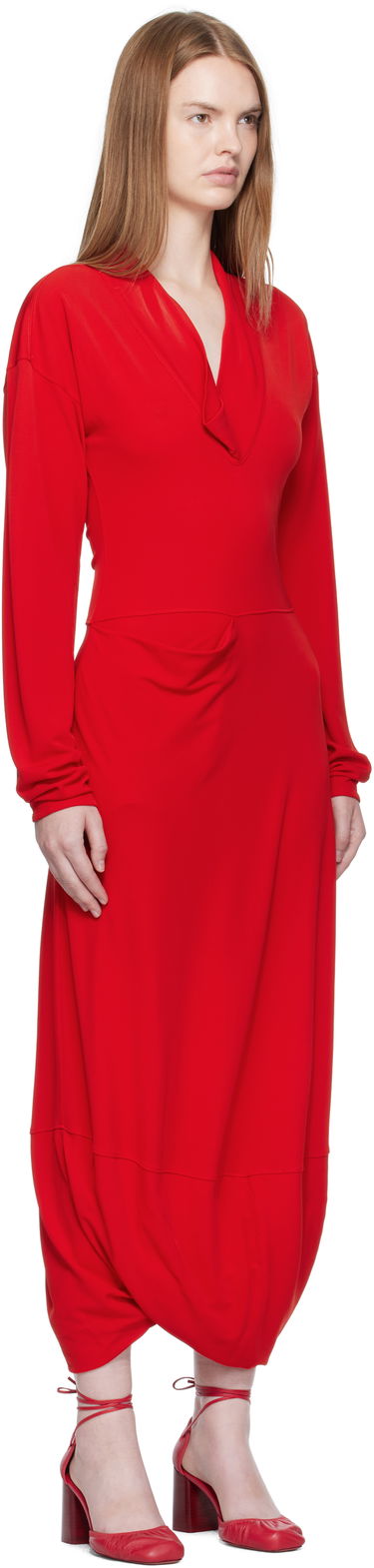 Mekko LEMAIRE LEMAIRE V Neck Maxi Dress Punainen | DR1127 LJ1040, 1