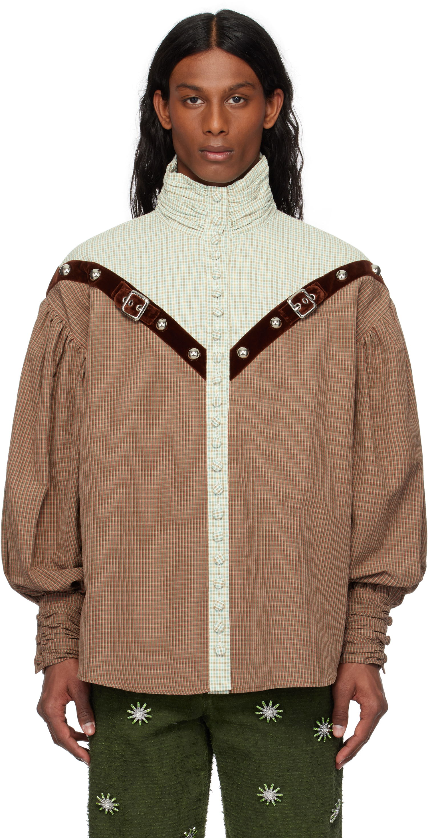Paita Chopova Lowena Chopova Lowena Atwixt Gingham Buckle Shirt Ruskea | 2283, 0