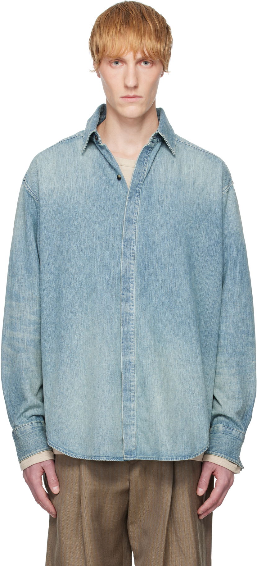 Paita Fear of God Fear of God Denim Button Up Shirt Sininen | FGE250-5011DNM