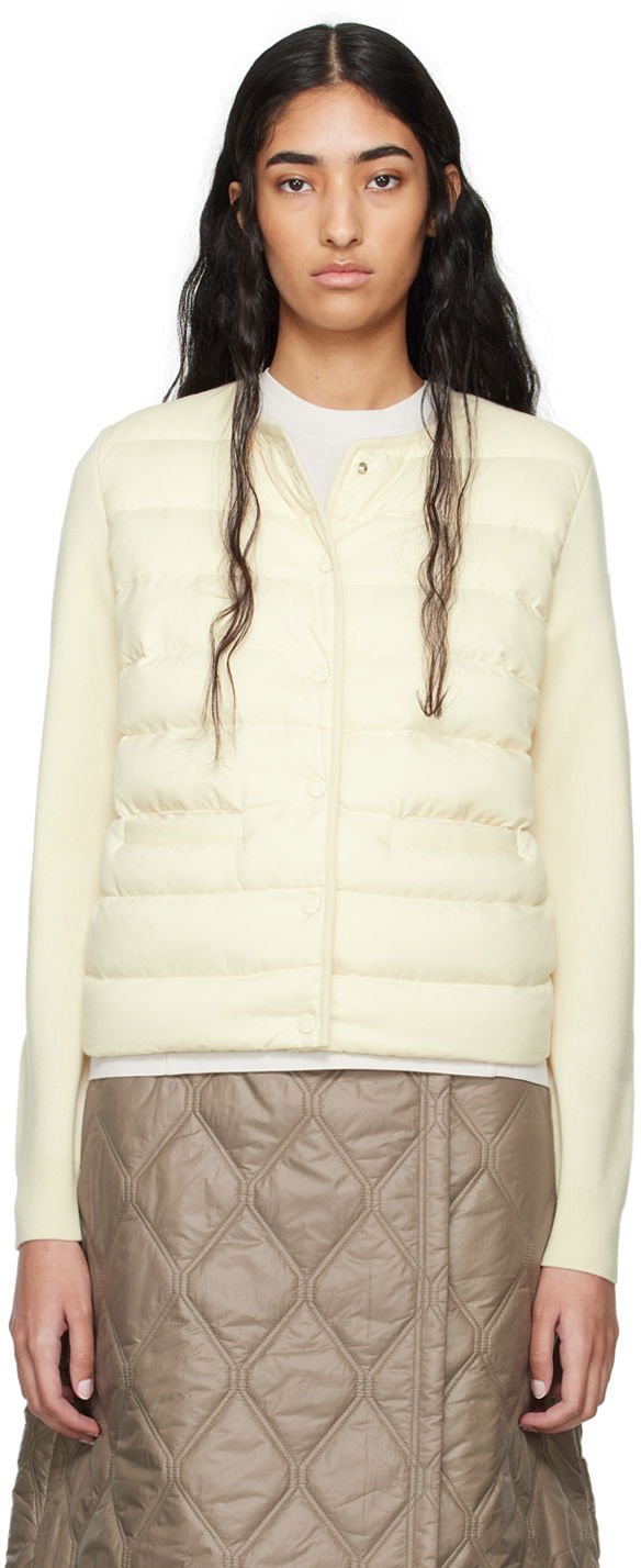 Villapaita Moncler White Paneled Down Cardigan Valkoinen | J20939B00006M1131