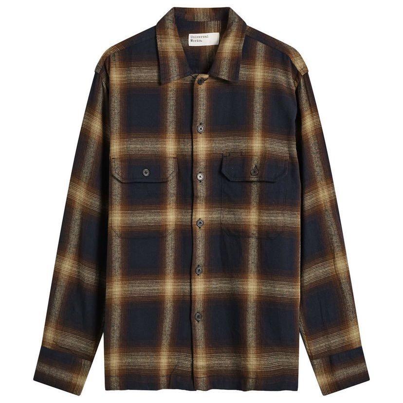 Paita Universal Works Universal Works Canyon Check Utility Shirt, Size Small Ruskea | 33168-NVY