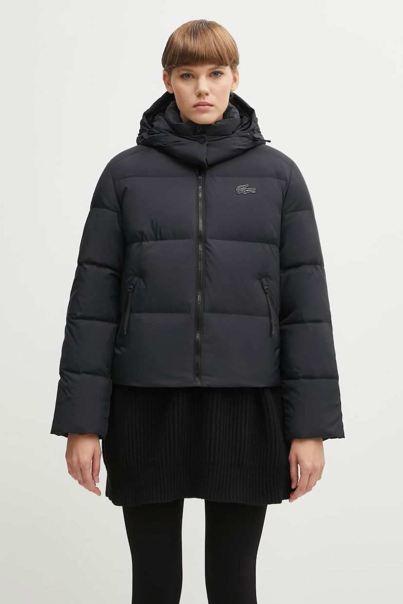 Puffer takki Lacoste Hooded Puffer Jacket Musta | BF3262