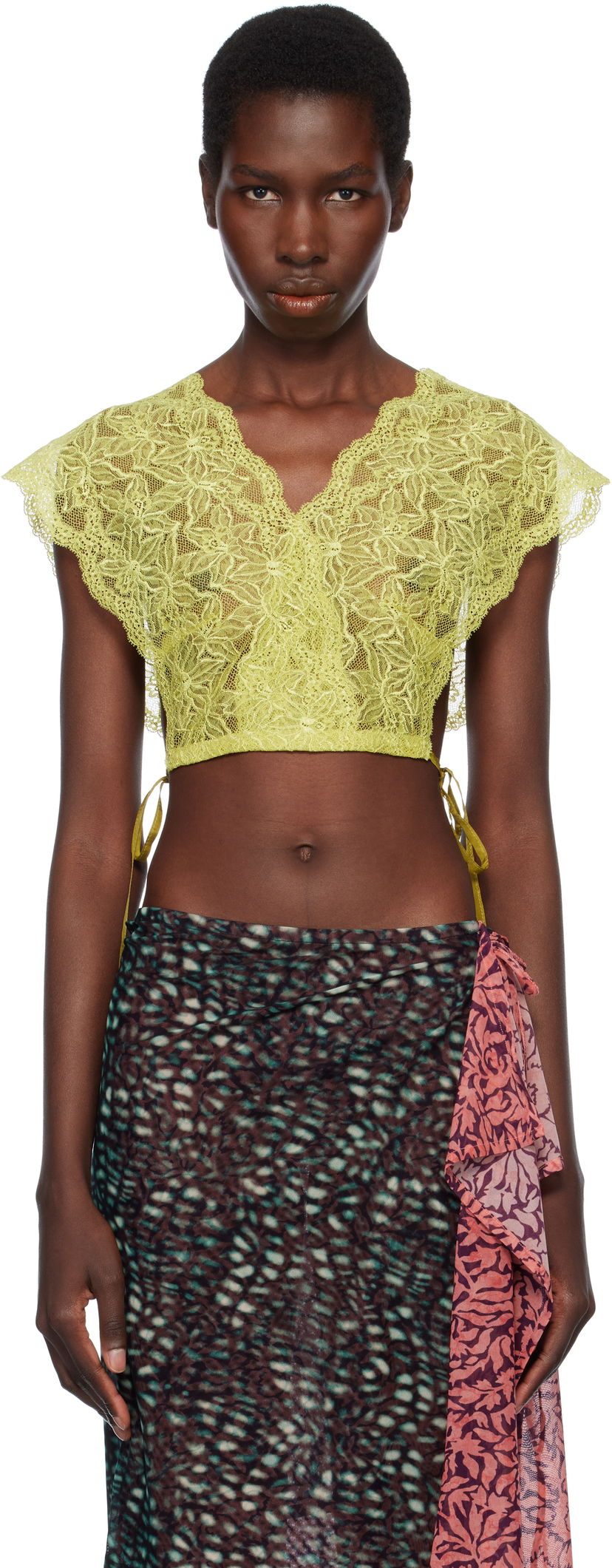 Crop top Dries Van Noten Dries Van Noten Lace Crop Top Keltainen | 251-010755-1478